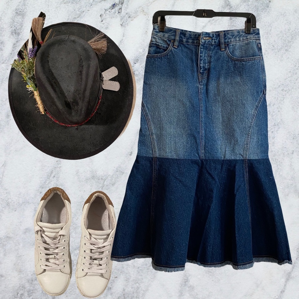 Robert Rodriguez Midi Two Toned High Waist Skirt